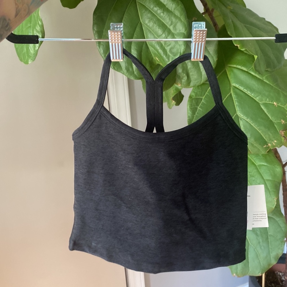 Spacedye Slim Racerback Cropped Tank in Black